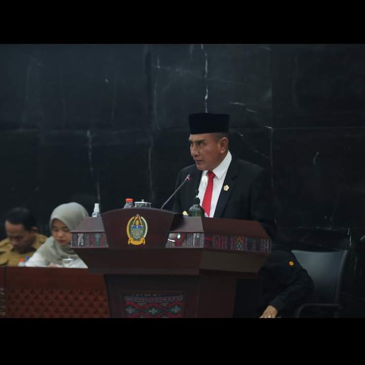 Edy Rahmayadi pada rapat Paripurna DPRD Sumut (Ist)