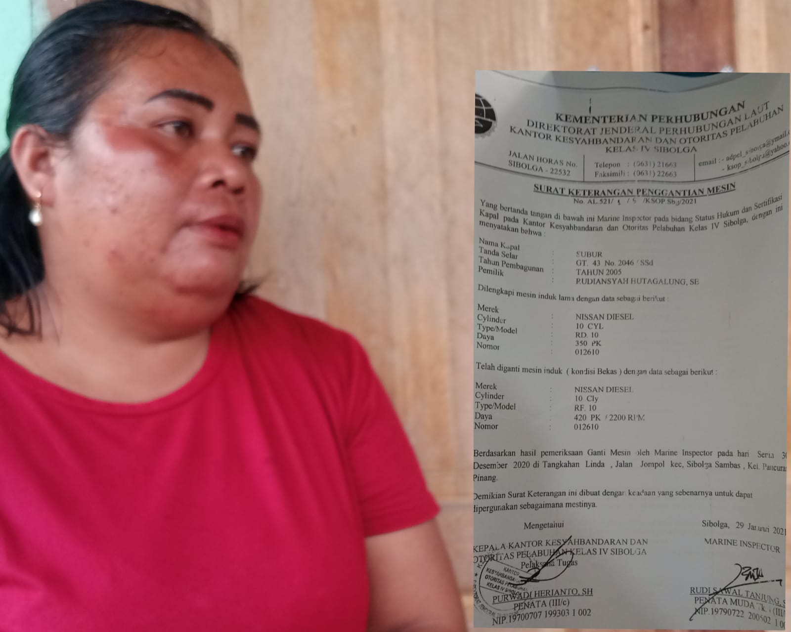 Maslida Sitompul, istri Tekong KM Subur GT 43