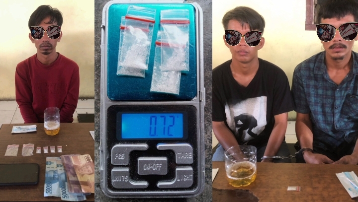 Tersangka dan barang bukti tangkapan Polsek Perdagangan