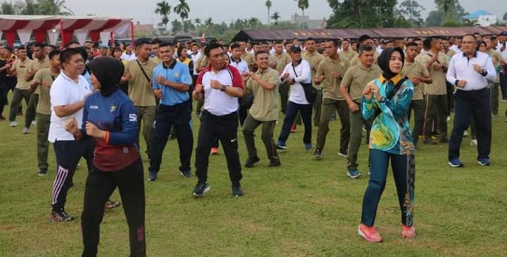 Mapolda Sumut, TNI-Polri dan Forkopimda Olah Raga Bersama