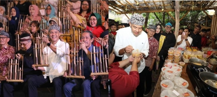 Capres 2024 Ganjar Pranowo makan seblak dan main angklung pasca turun ke Jawa Barat