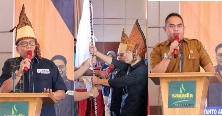Ketua Pengcab JMSI Simalungun terpilih, Ketua Pengda JMSI Sumut Rianto Aghly, Kadis Kominfo Simalungun Andri Rahadian