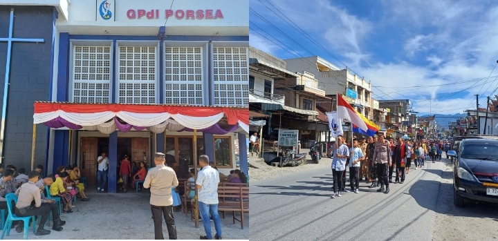 Polres Toba bersama Polsek Porsea melaksanakan pengamanan Perayaan hari Pentakosta di GPDI Porsea