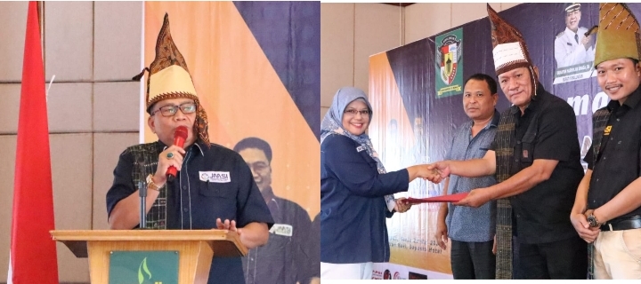 Ketua JMSI Sumut Rianto Aghly, Wakil Sekretaris JMSI Sumut Khairunnisak Lubis saat penyerahan mandat