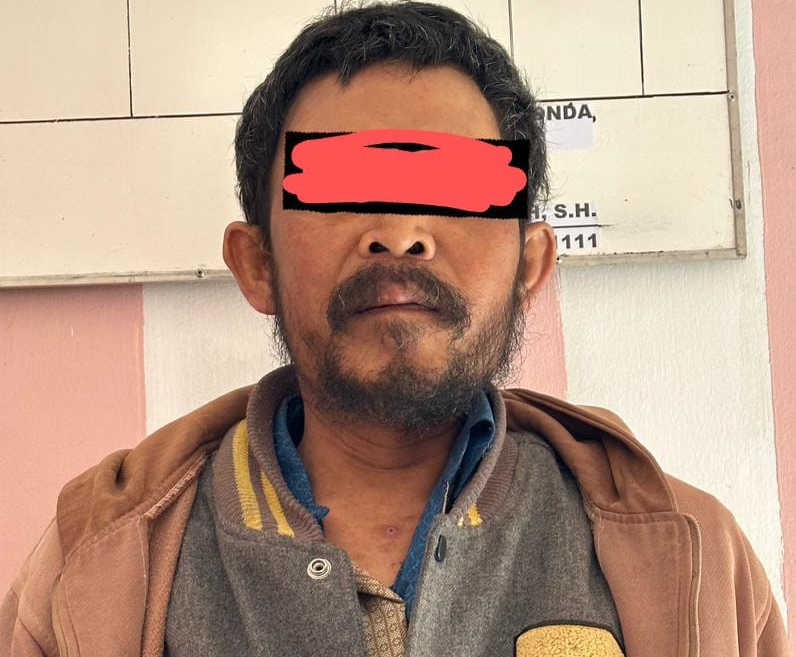 MN (39) tersangka pelaku pencabulan terhadap putri kandungnya kini mendekam di tahanan Mapolres Toba.