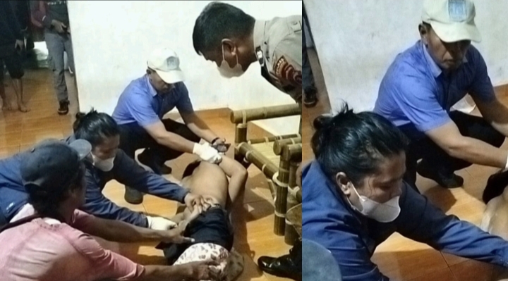 Korban gantung diri saat diperiksa medis disaksikan petugas (photo istimewa)