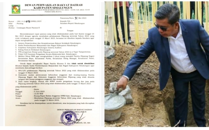 Lembaran surat pemanggilan dan Bupati Radiapoh Sinaga (Photo Istimewa)