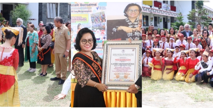 Bunda PAUD Ratnati Radiapoh Hasiholan Sinaga menerima penghargaan Komnas PA (Photo Istimewa)