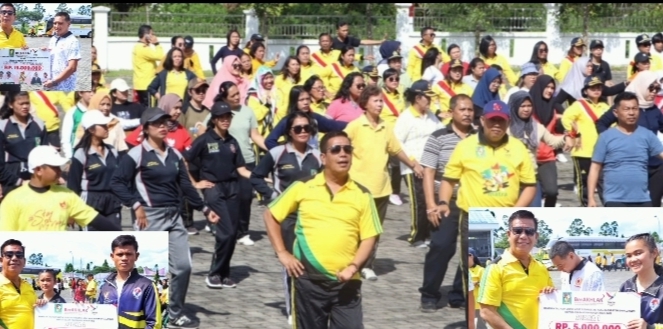 Senam aerobik dan pemberian tali asih (ist)