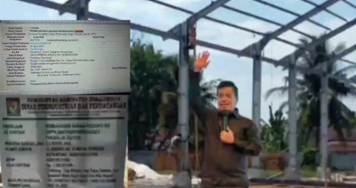 Ilustrasi Bupati di lokasi proyek, plang proyek diduga penghunjukan langsung dan tangkapan LPSE Pemkab Simalungun menyatakan tender gagal