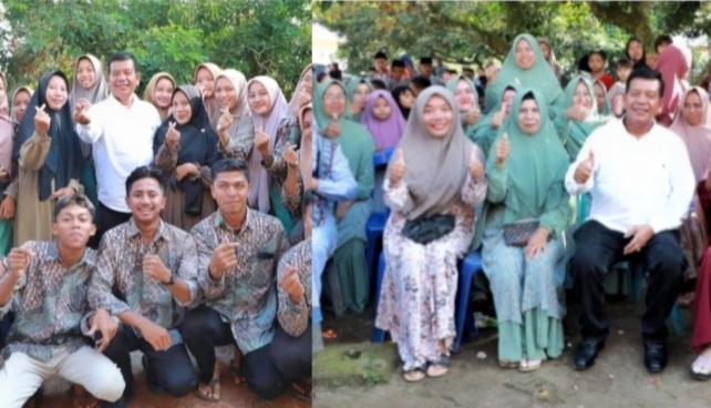 Bupati dan masyarakat remaja Nagori Adil Makmur foto bersama