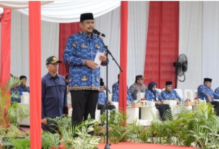 Wali Kota Medan, Bobby Nasution bertindak sebagai pembina apel tanda dimulai tanda dimulainya pendataan data( ist)
