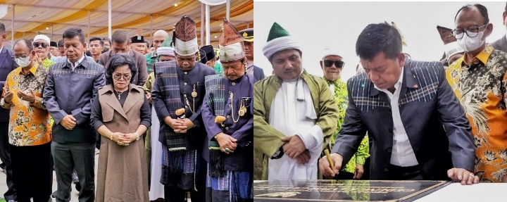 Berdoa dan penandatanganan prasasti terbangunnya gedung Kantor Camat Kecamatan Bandar