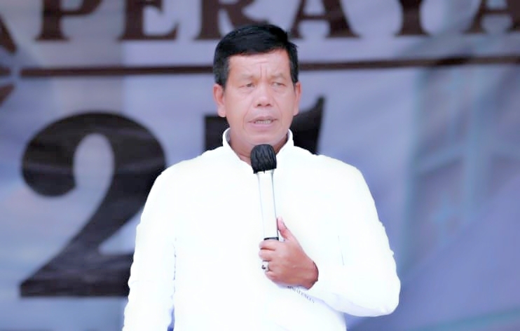 Bupati Simalungun Radiapoh Hasiholan Sinaga saat menyampaikan sambutan.