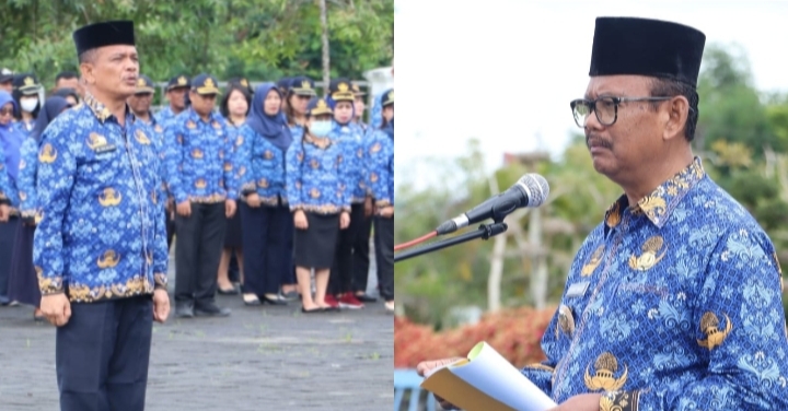 Pimpinan upacara dan pembina upacara Hari Kesadaran Nasional Pemkab Simalungun