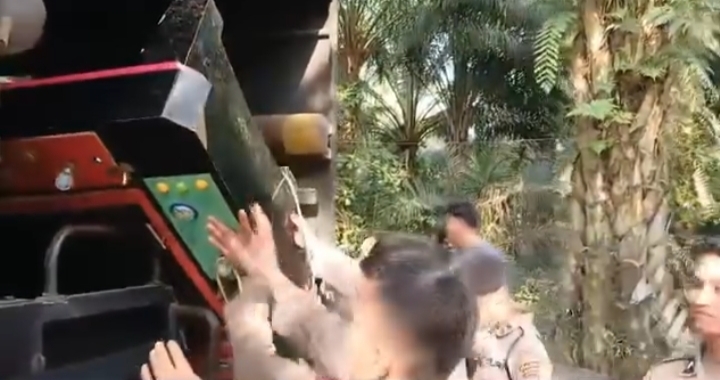 Tangkapan layar vidio Polda Sumatera Utara, sejumlah meja mesin judi tembak ikan disita sebagai barang bukti.(is)