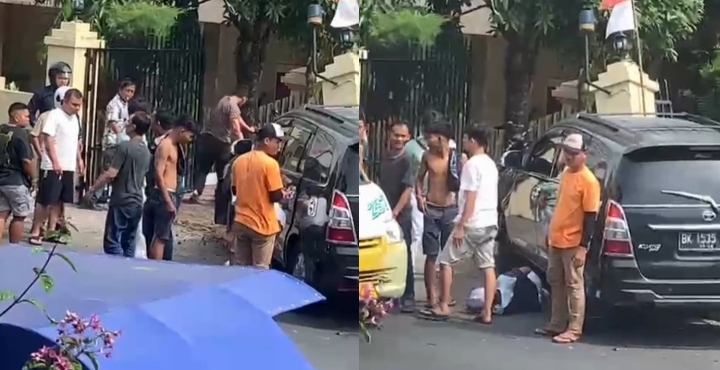 Mobil Inova saat menghantam Mapolsek Sibolga Sambas Sabtu