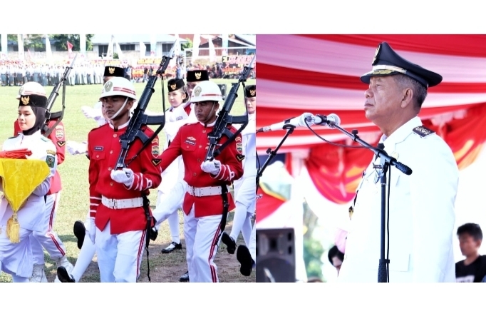 Bupati Simalungun dengan Paskibra