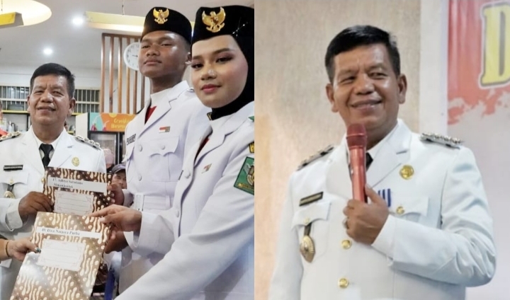 Bupati Radiapoh Hasiholan Sinaga pasca memberi apresiasi kepada Paskibraka HUT RI Ke-79