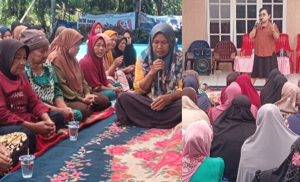 Nyonya Ratnawati Radiapoh Hasiholan Sinaga saat menyampaikan ucapan terimakasih kepada ibu ibu perwiritan dan para lansia