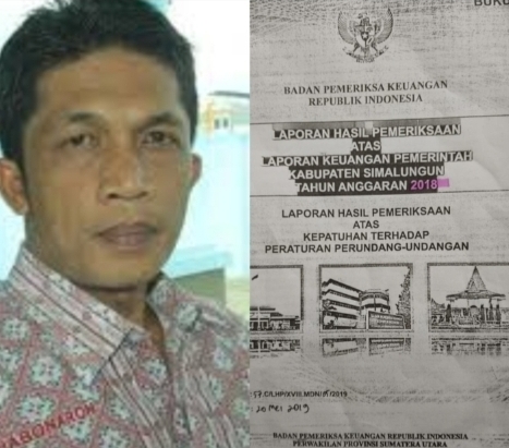 Kepala Badan Pendapatan, Pengelolaan Keuangan dan Aset Daerah Simalungun, Frans N Saragih dan lembaran LHP BPK RI 2018
