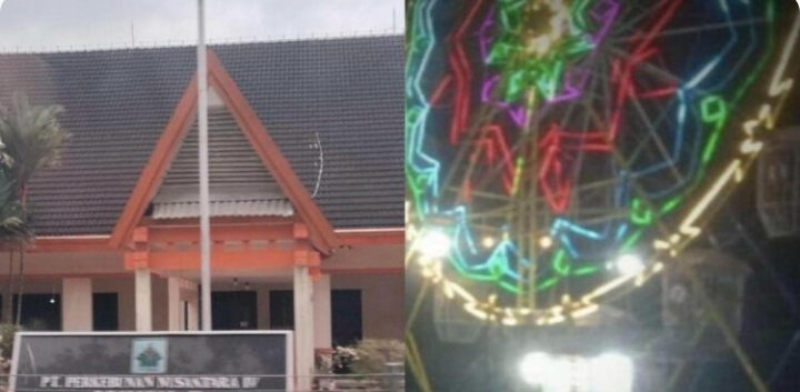 Kantor Management PTPN IV Medan Unit Kebun Bah Jambi dan wahana permainan pasca pasar malam berlangsung