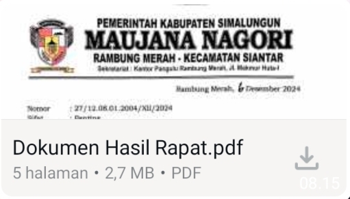 Dokumen penolakan pasar malam dari Maujana Nagori Rambung Merah