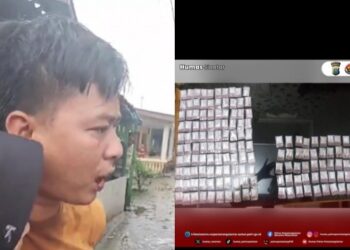 HG (31) yang berhasil diringkus di sebuah rumah seputaran Gang Air Bersih berikut 515 paket
