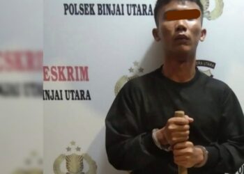 Pelaku diamankan di Polsek Binjai Utara.(f:ist/konstruktif)