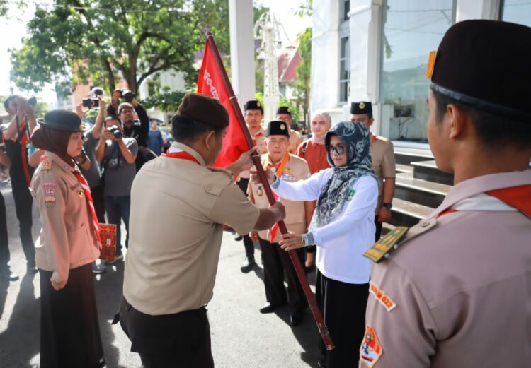 Kontingen Gerakan Pramuka Kwarcab Kota Pematang Siantar (f:ist/konstruktif)