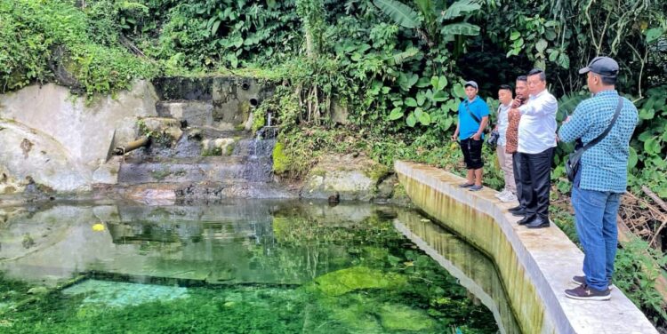 Bupati Simalungun saat meninjau kelayakan sumber mata air di Panei yang akan dipergunakan untuk memenuhi kebutuhan debit air PDAM Tirta Lihou.(Nawasenanews/ Ist)