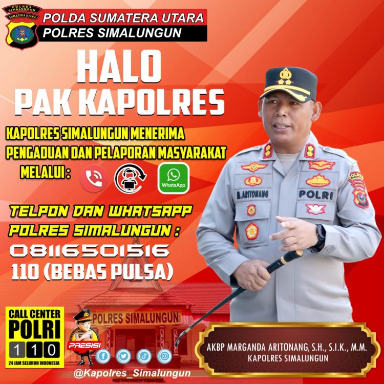 Kepolisian Resor (Polres) Simalungun meluncurkan program inovatif "Halo Kapolres Simalungun" yang memungkinkan masyarakat menyampaikan pengaduan secara langsung kepada Kapolres.( Ist/ Nawasenanews)