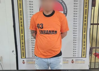 Tersangka Yunus Pandiangan (30) diduga bandar sabu beserta barang bukti narkotika jenis sabu seberat 31,58 gram ditangkap di kawasan lokalisasi Bukit Maraja pada Rabu, 1 Oktober 2025. ( Nawasenanews/ Ist)