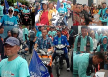 “Pasukan” Tak Pakai Helm Antar Susanti-Ronald Mendaftar ke KPU Siantar