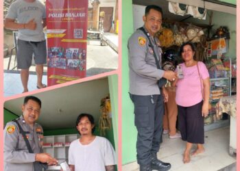 Polisi Banjar Langon Door to Door Bersama Kaling, Sosialisasikan Aplikasi Polisi Banjar