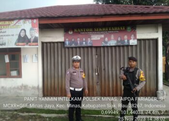 Jaga Kondusifitas Jelang Pemilu 2024, Polsek Minas Polres Siak Rutin Lakukan Patroli
