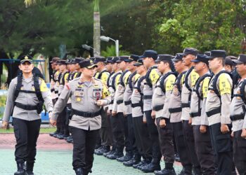 Pimpin Apel Pengecekan Personel Pam TPS, AKBP Asep Sujarwadi “Apapun Cerita Nya Siak Harus Aman, Pam Pemilu Aman Negara Aman”
