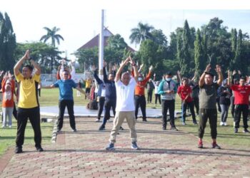Sekda Dan Dandim O621 Ajak ASN Lingkup Kabupaten Bogor Senam Besama