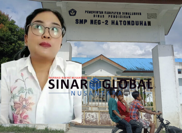Keterangan foto: Kasek SMP Negeri 2 Hatonduhan Anggun Nita Sianturi S.Pd,S.Psi  diduga lakukan Pungli 330/Siswa berkedok Studi Tour