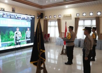 Kapolres Simalungun Ikuti Upacara Pemuliaan Nilai-Nilai Tribrata Polda Sumatera Utara Secara Virtual