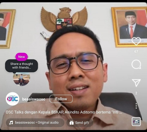 Kepala Badan Standar Kurikulum dan Asesmen Pendidikan (BSKAP) Kemendikbudristek, Anindito Aditomo. DOK IG @beasiswaosc