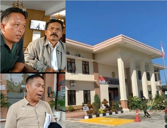 Pelapor Jahiras Malau (baju putih atas) bersama salah satu saksinya saat diwawancarai wartawan terkait dugaan percobaan pembunuhan yang dialaminya , sementara PH Abdi Purba selaku kuasa hukum mengatakan kesaksian pelapor bersama saksinya adalah rekayasa.Rabu (26/02/2025) di PN Simalungun