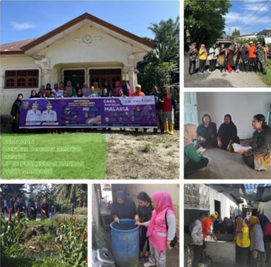 Keterangan Foto:Camat Bandar Pasir (BP) Mandoge Micam Sitorus.SH, bersama Gerakan Melawan Malaria (GEMAWAN )melakukan peninjauan pencegahan penyebaran jentik Malaria.