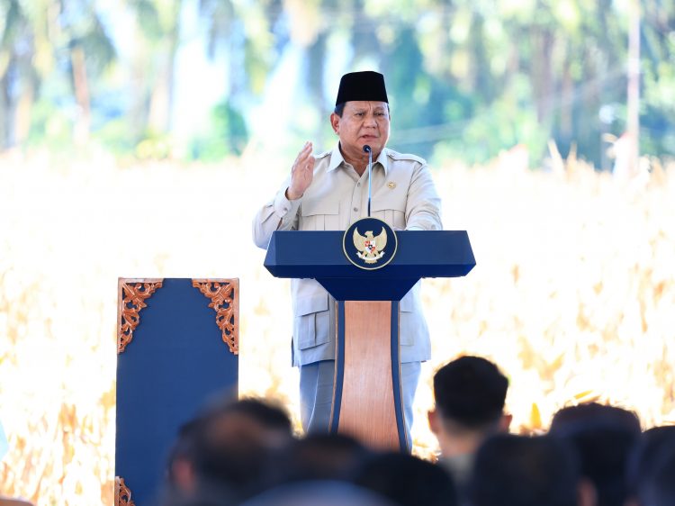 Foto: Presiden Prabowo Pidato Senang Panen Raya Jagung inisiasi Polri.(Dok.SGN)