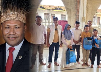 Kolaborasi Anggota DPD RI, Haji Uma dan Carel Simon Petrus Suebu Salurkan Bantuan bagi Anak Yatim Korban Banjir di Aceh