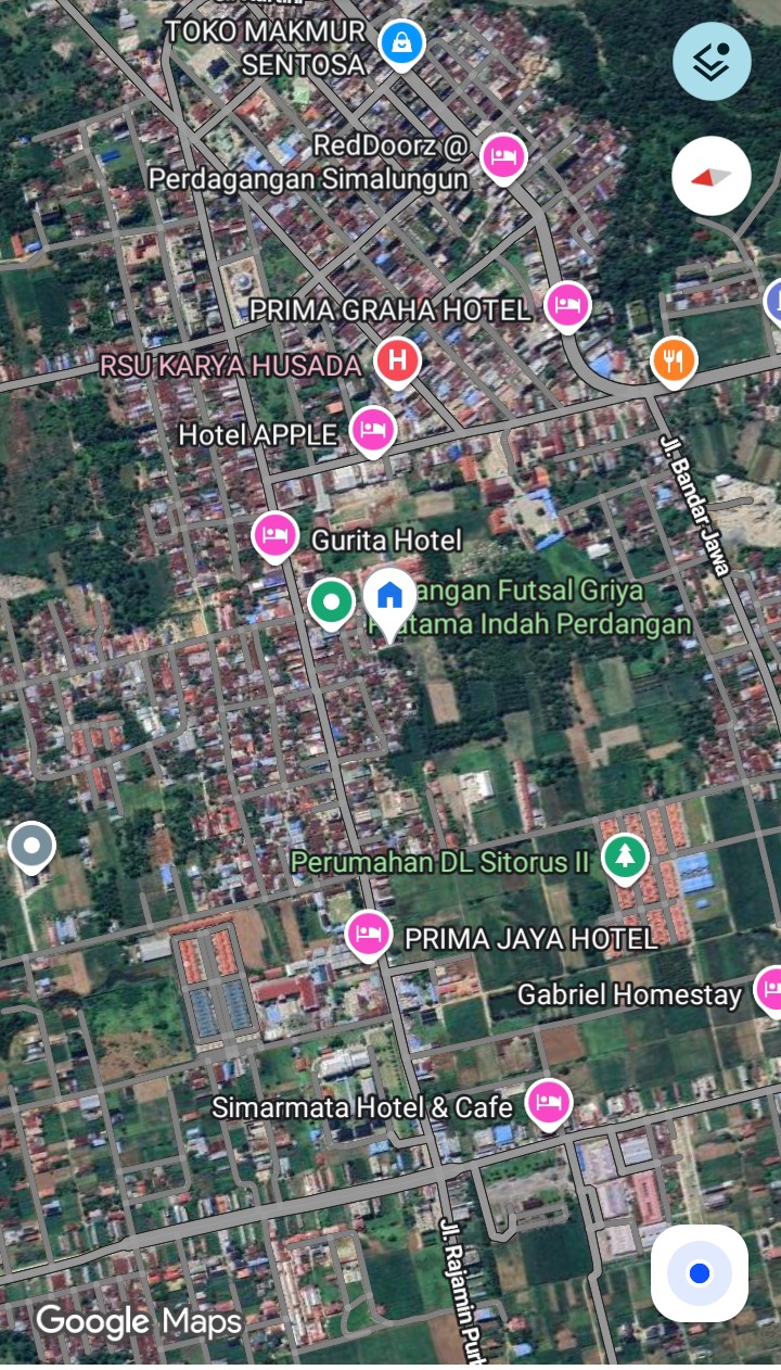 Foto satelit kota Perdagangan, Kecamatan Bandar, Kabupaten Simalungun, Sumatera Utara, diduga menjadi pusat kerajaan bisnis dan sasaran empuk penjualan narkoba yang dijalankan oleh Dupan.