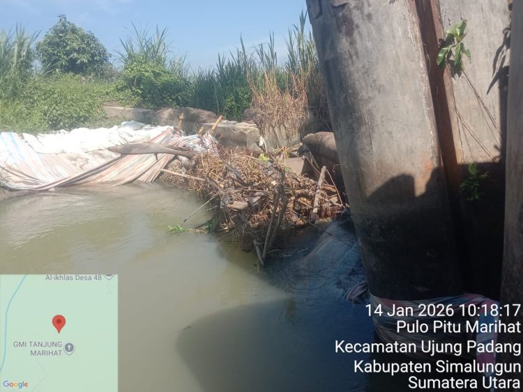 Kondisi saluran irigasi yang ambruk di kecamatan Ujung Padang,butuh perhatian pemerintah.