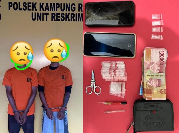 2 Pelaku dan sejumlah barang bukti berupa 3 plastik klip tembus pandang berisi sabu dengan berat bruto 0,48 gram, 1 unit handphone Oppo A12 serta uang tunai Rp200.000, diamankan Polres Labusel
