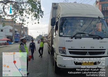 Polres Labuhanbatu Imbau Sopir Truk Sumbu Tiga ke Atas Tidak Beroperasi Selama Operasi Ketupat 2026