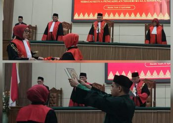 Ketua Pengadilan Tinggi Banda Aceh Nursyam Lantik Diana Febriana Lubis Sebagai KPN Kuala Simpang 